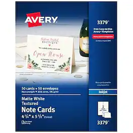 Avery - Textured Genral Use Note Cards, 50/Pack (03379) - White