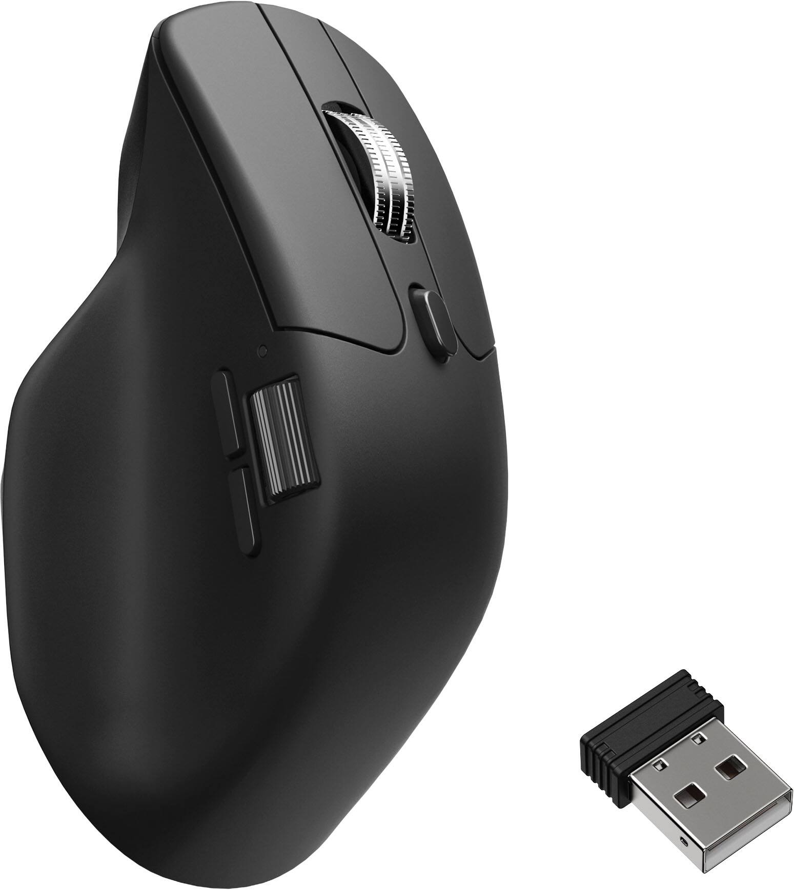 Front. Keychron - M6 Ergonomic Wireless Bluetooth Laser Mouse with Programmable Macro Button for Windows PC/Mac - Black.
