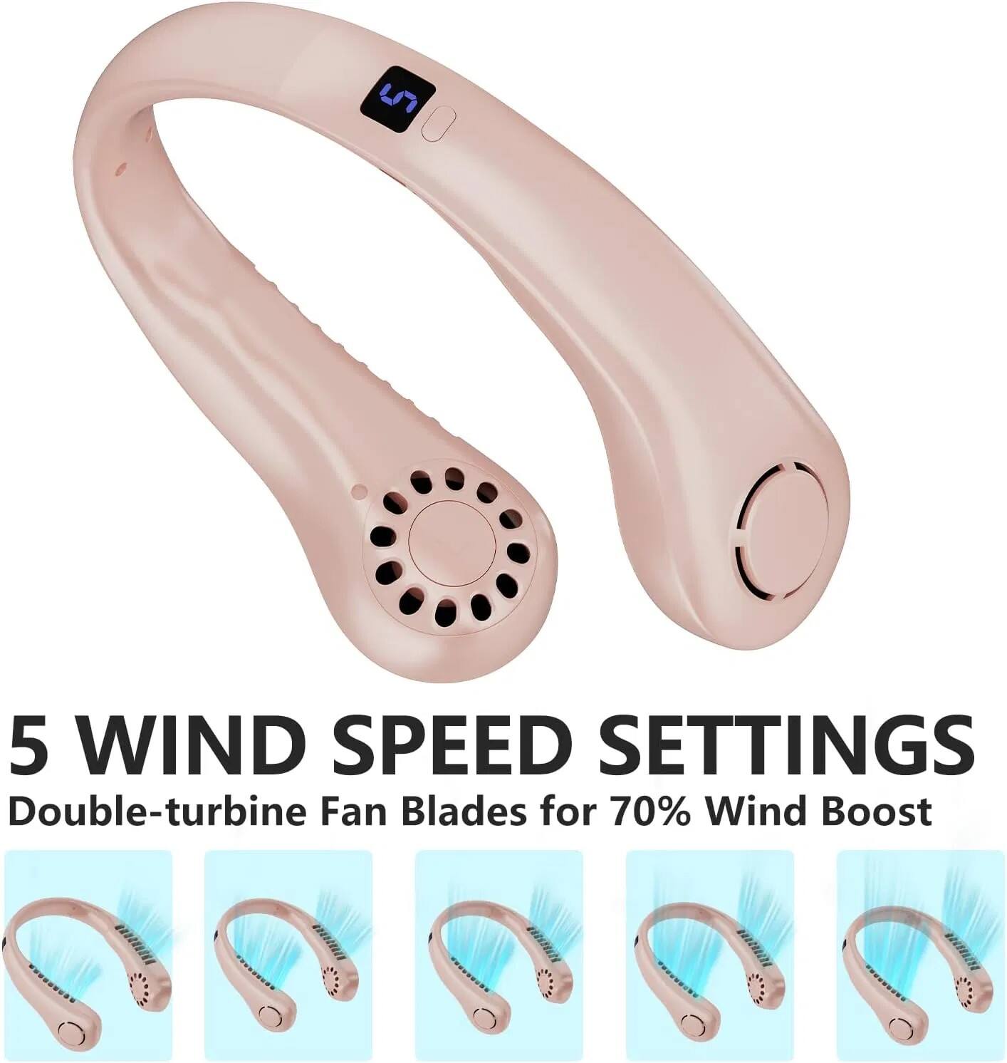 5 WIND SPEED SETTINGS  
Double-turbine Fan Blades for 70% Wind Boost
