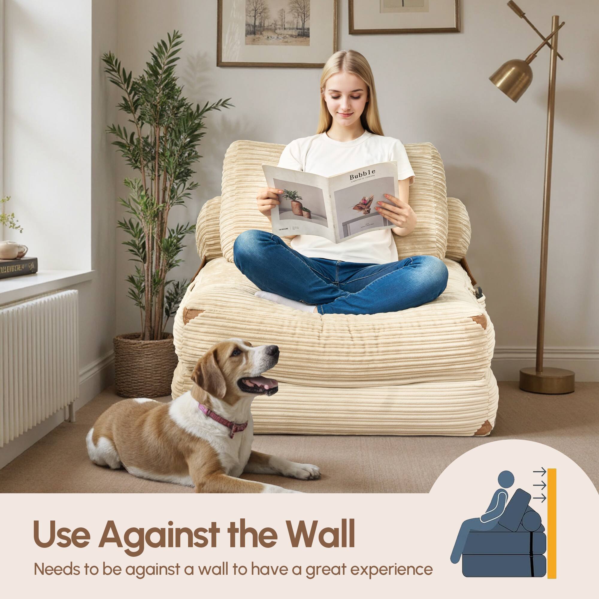 Use Against the Wall  
Needs to be against a wall to have a great experience