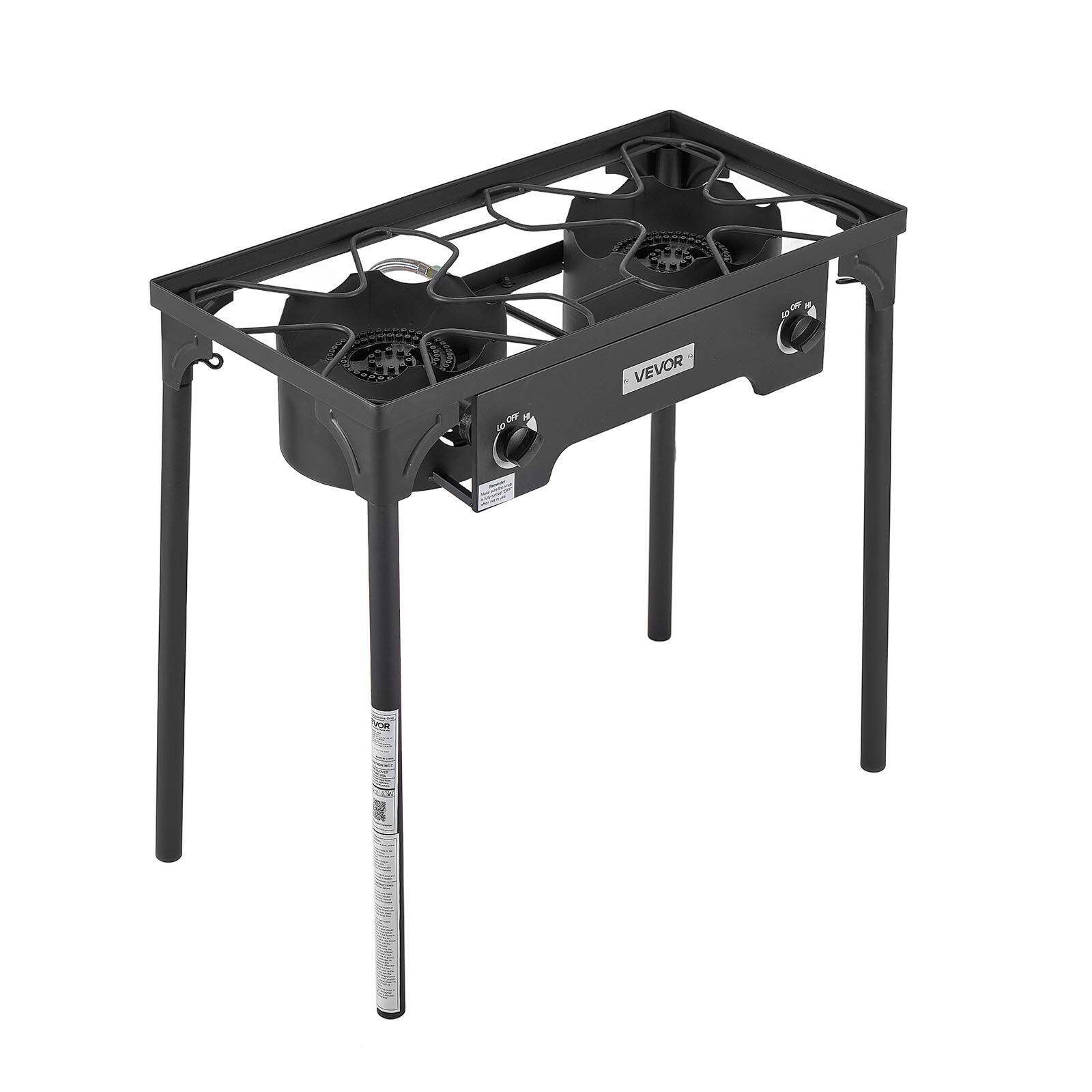 Alt View 5. VEVOR - 2 Burner Outdoor Propane Gas Stove, 150,000 BTU Propane LPG Gas Camping Stove, Heavy Duty Carbon Steel Outdoor Cooker - Black.