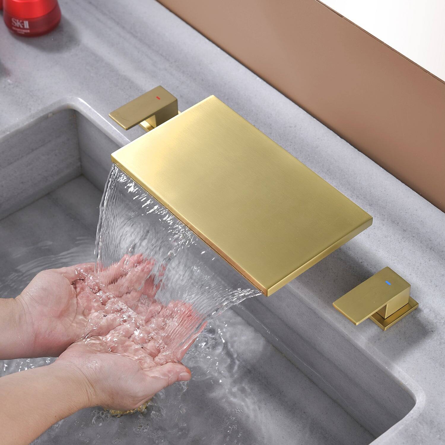 Alt View 4. Boyel Living - Brushed Gold Faucet SUS304 Waterfall Spout cUPC Quick Connect Temporary Shelf - Brushed Gold.