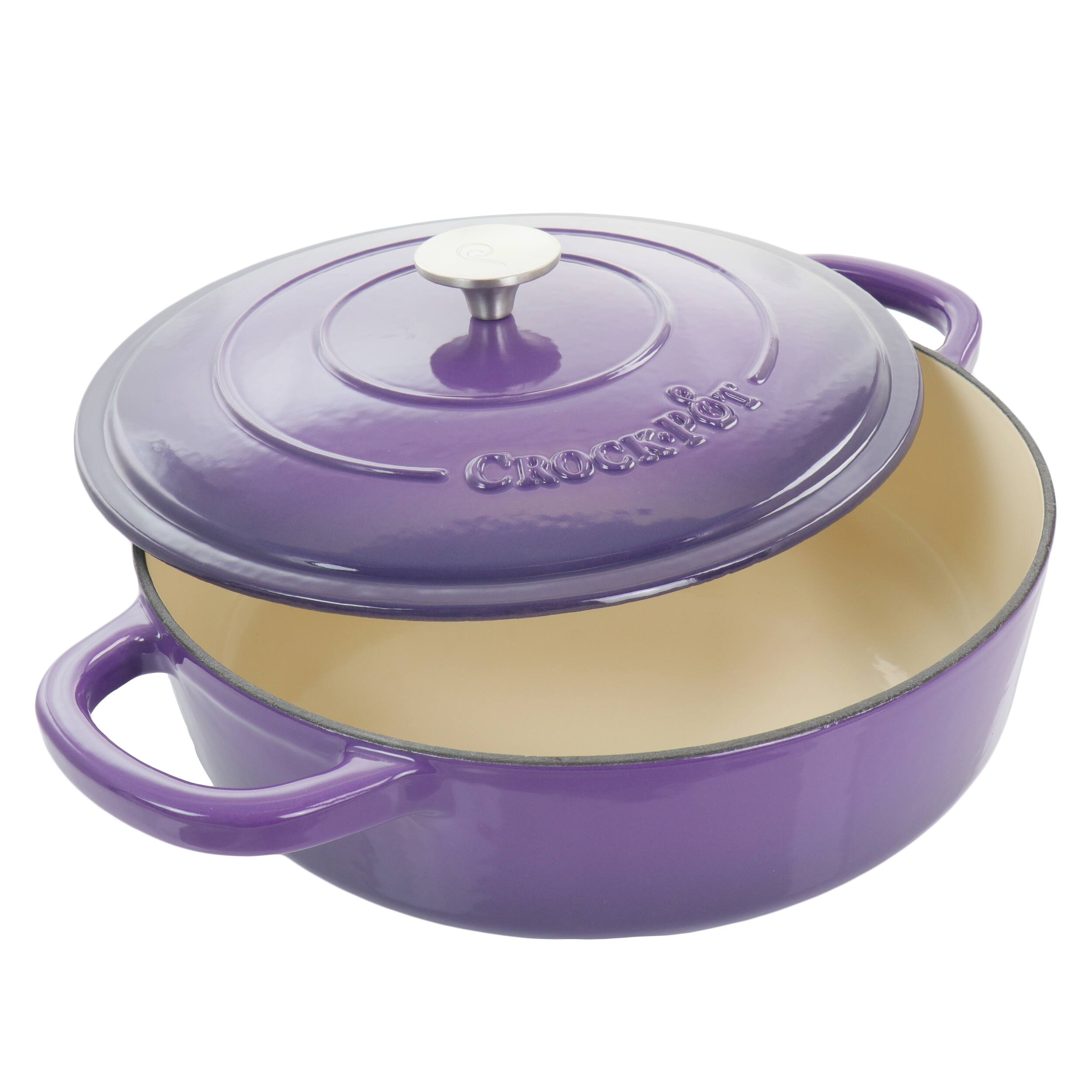 Alt View 2. Crock-Pot - Crock-Pot Artisan 2 Piece 5 Quart Enameled Cast Iron Braiser with Lid in Lavender - Lavendar.