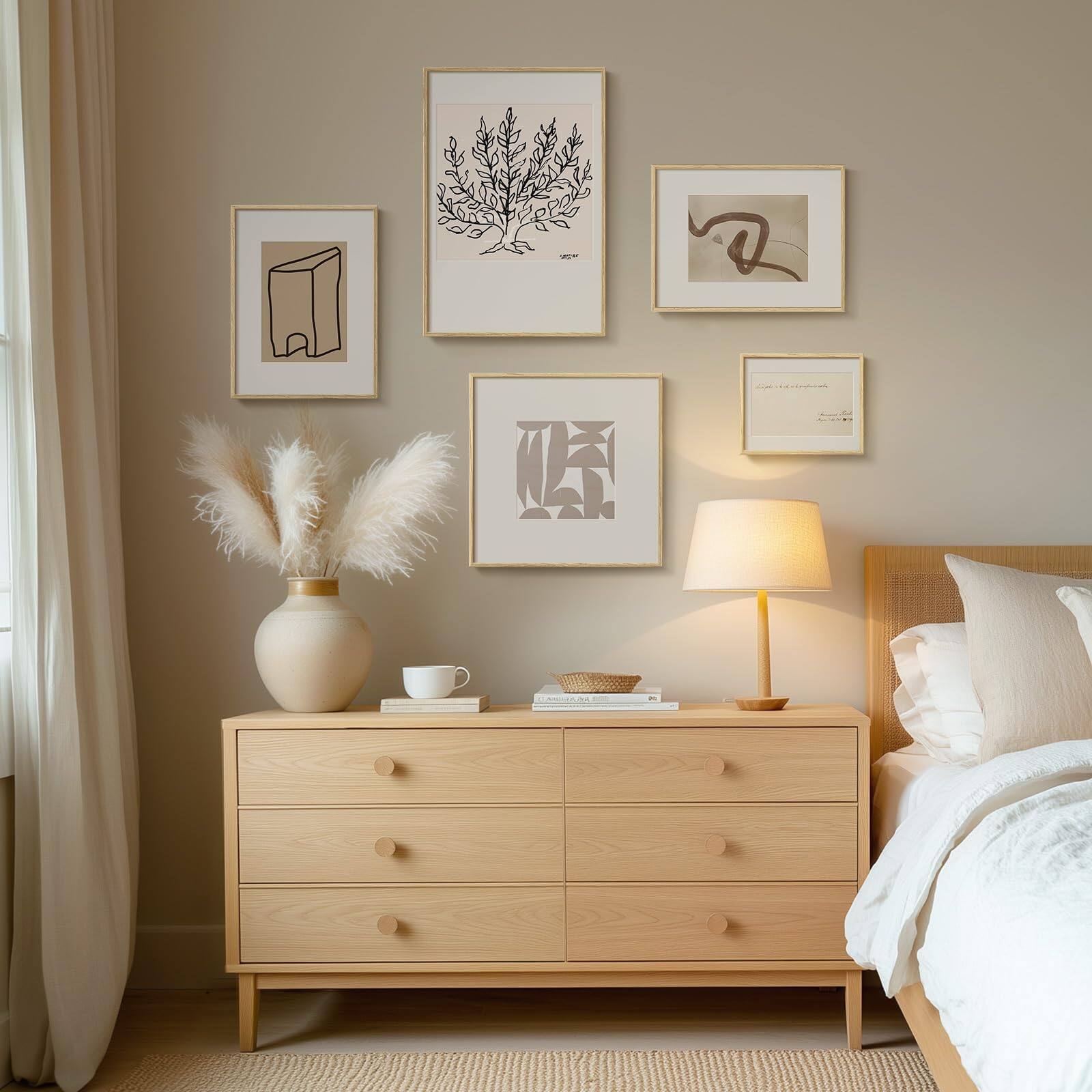 Alt View 2. ThinkLink Electronic - Wall Art Framed Abstract Modern Geometric Set 8" x 10" for Living Room Bedroom - Neutral (4Pcs).