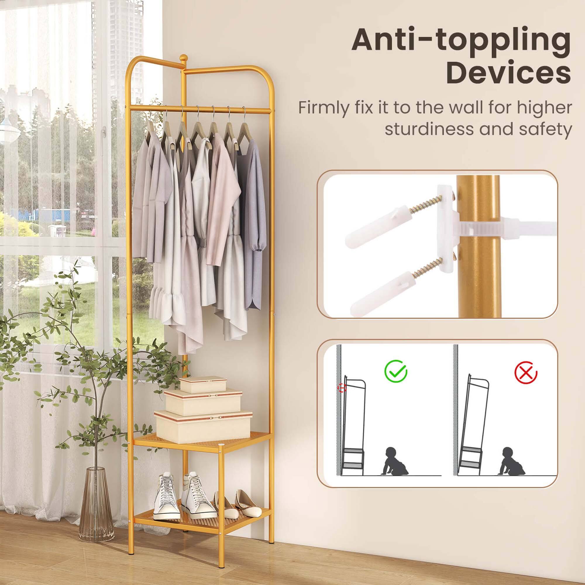Anti-toppling Devices, Firmly fix it to the wall for higher sturdiness and safety.