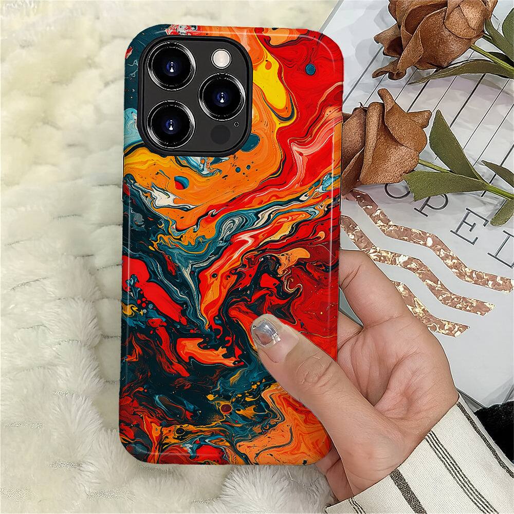 Alt View 3. BUBM - Smartphone Case for iPhone - 2-Layer Durable Smartphone Protection Case - Liquid Embe - Liquid Embe for iPhone 16 Pro Max.