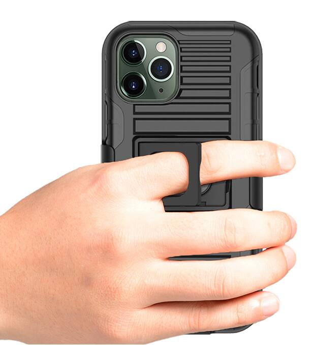 Alt View 5. Nakedcellphone - Combo for iPhone 11 Pro - Ring Grip/Stand Case and Belt Clip Holster - Black.