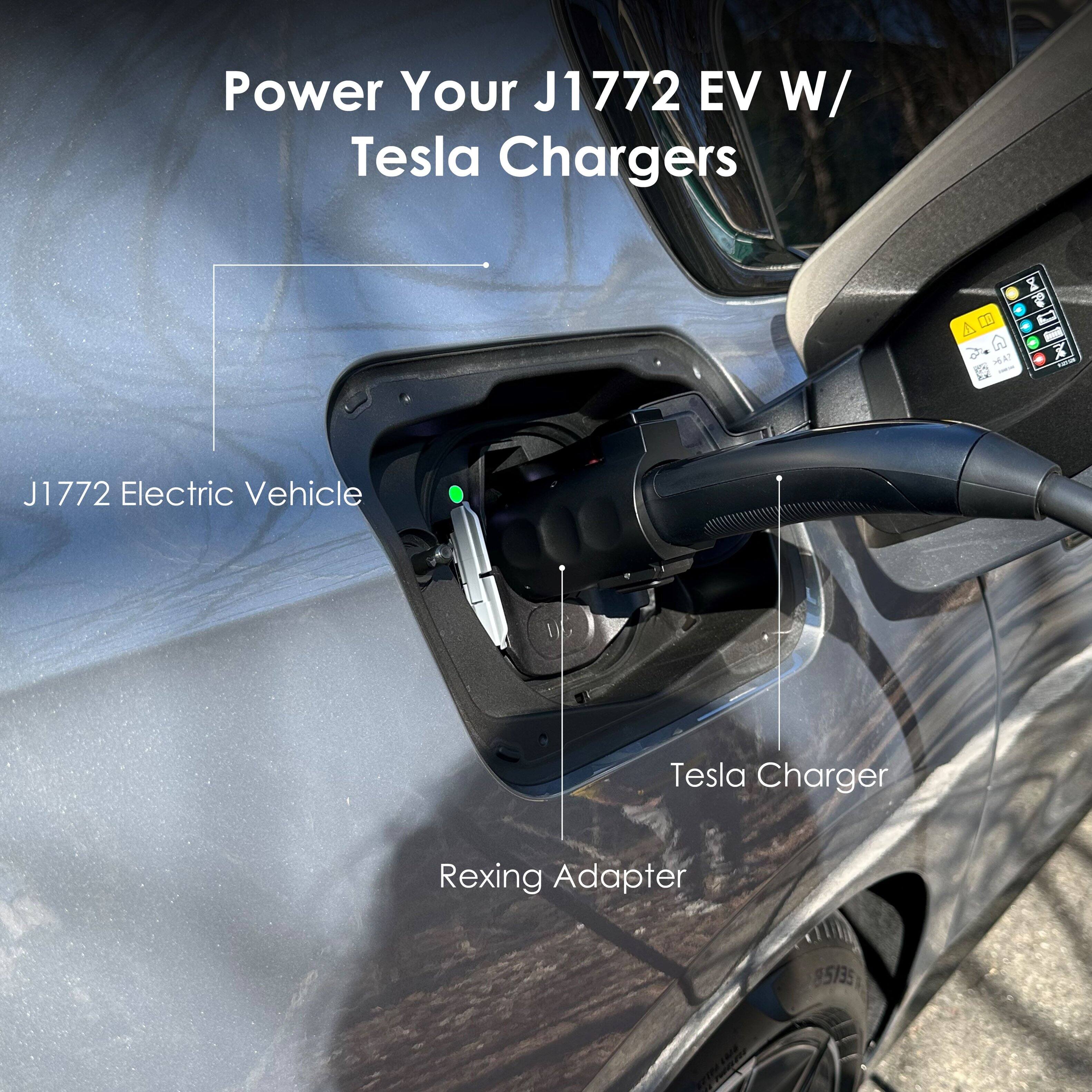 Power Your J1772 EV W/ Tesla Chargers

J1772 Electric Vehicle

Tesla Charger

Rexing Adapter