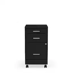 Staples - 3-Drawer Mobile Vertical File Cabinet, Letter Size, Lockable, 25.7"H x 14.3"W x 19.9"D, (ST52156-CC) - Black
