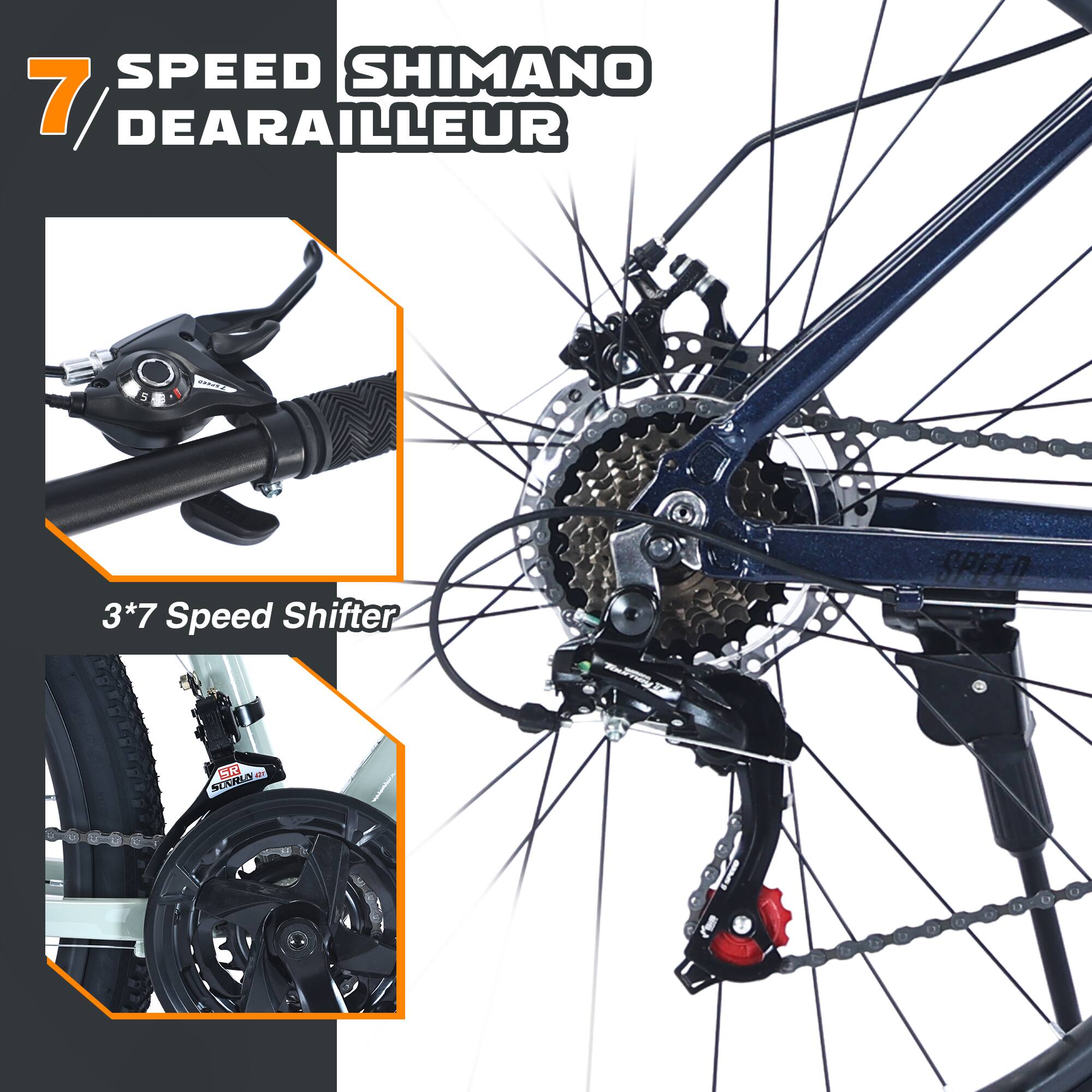 7 SPEED SHIMANO DEARAILLEUR

3*7 Speed Shifter