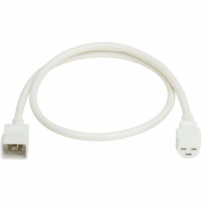 Front. Tripp Lite - Eaton Tripp Lite Series Power Cord, C20 to C21 - Heavy-Duty, 20A, 250V, 12 AWG, 3 ft. (0.9 m), White - For Network - White.