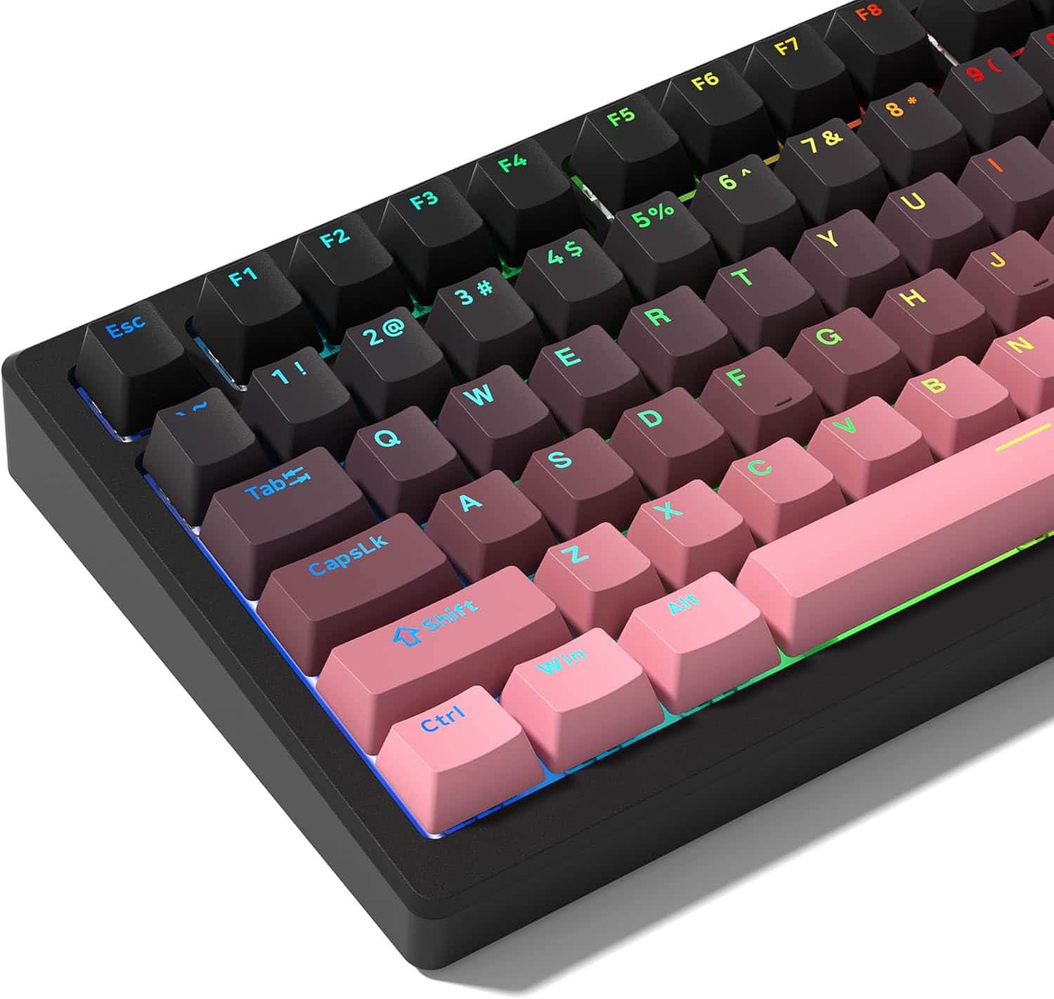 Womier - Shine Through PBT Keycaps Set, OEM Profile Custom Keycaps for Cherry Gateron MX Switches Mechanical Keyboard - Pink-132 Keys