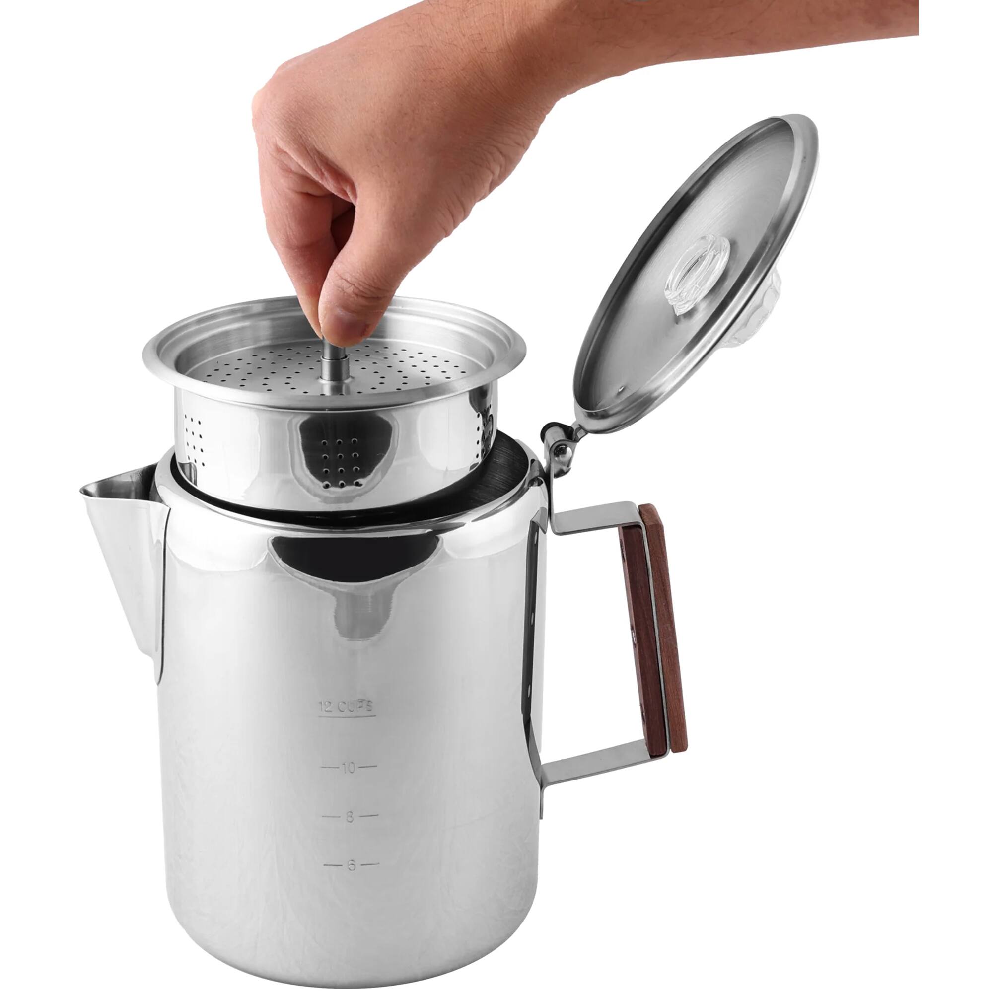 Alt View 3. Coghlan’s - Coghlan's 12-Cup Stainless Steel Coffee Pot - Silver.