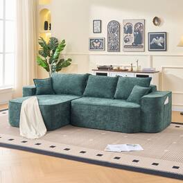 Boyel Living - Compressed Green Chenille Modular Sofa with Side Storage No Assembly Required 4-Seat - Green