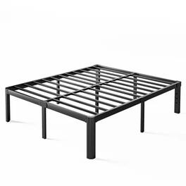 Hivvago - Full size Heavy Duty Metal Bed Frame Platform with Round Edge Legs - Black