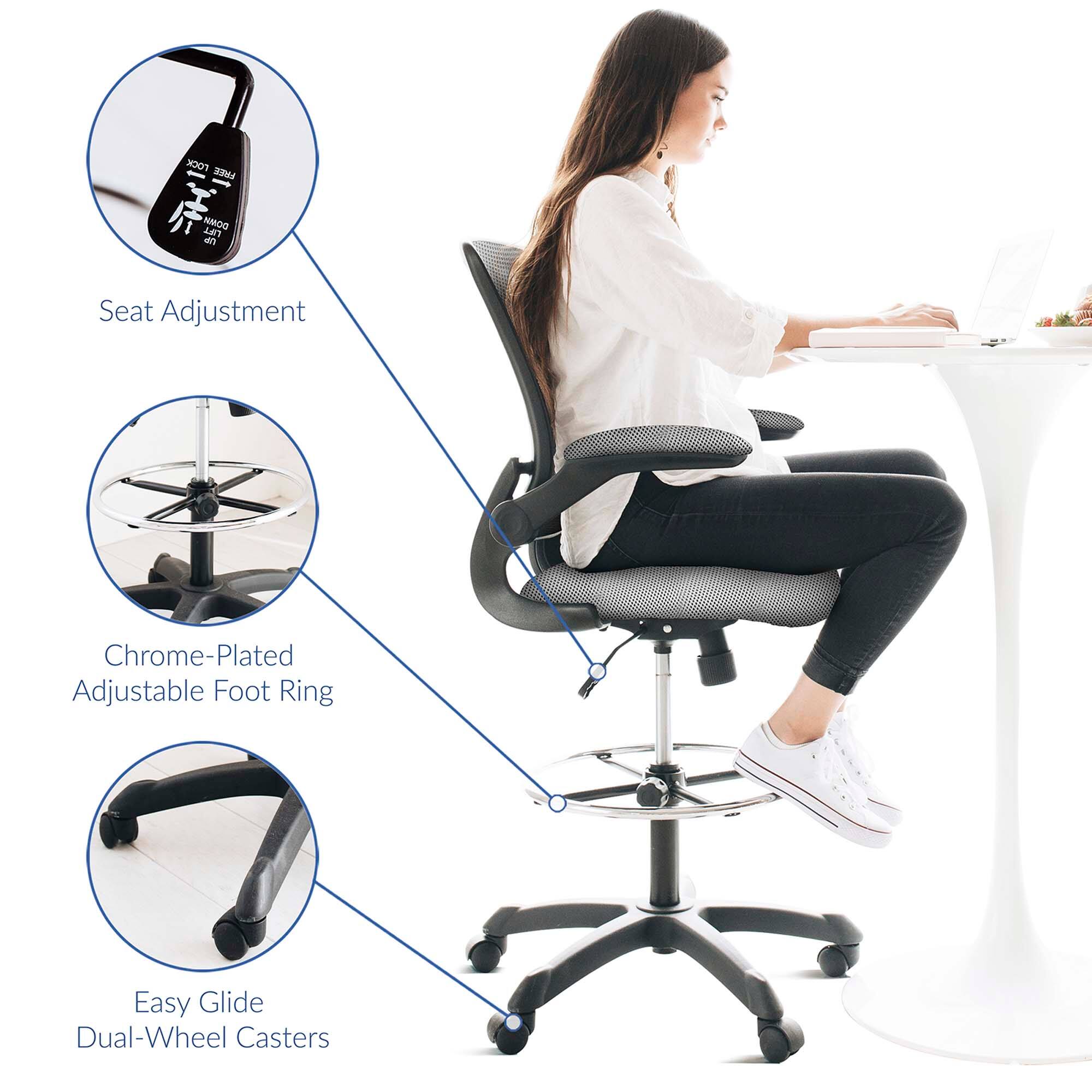 LOCK NMOO LIFT en Seat Adjustment Chrome-Plated Adjustable Foot Ring Easy Glide Dual-Wheel Casters