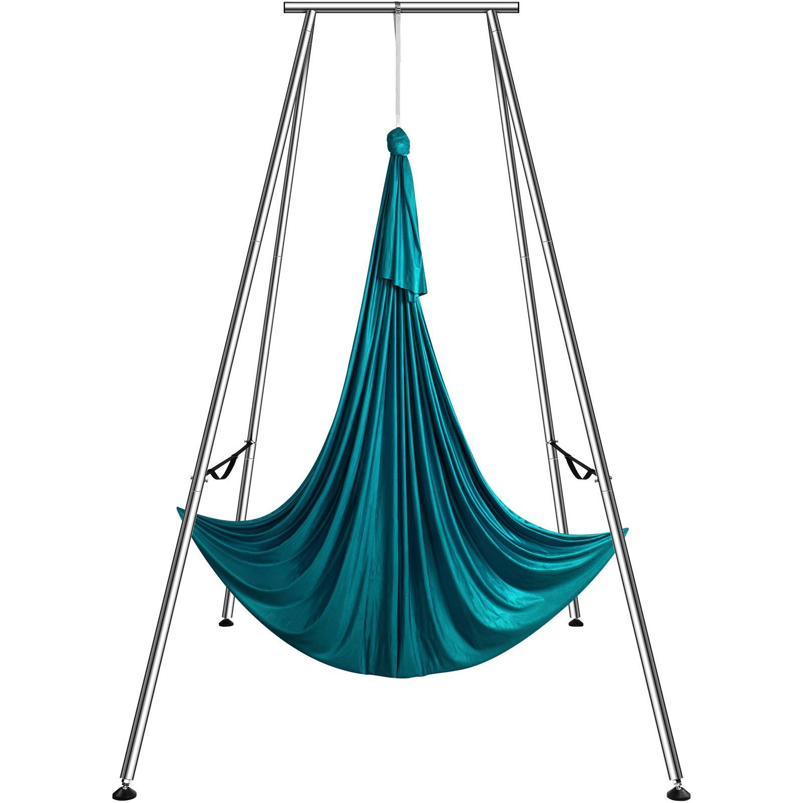 Front. VEVOR - Aerial Yoga Frame & Yoga Hammock, 9.67 ft Height Professional Yoga Swing Stand Comes with 6.6 Yards Aerial Hammock - Green.
