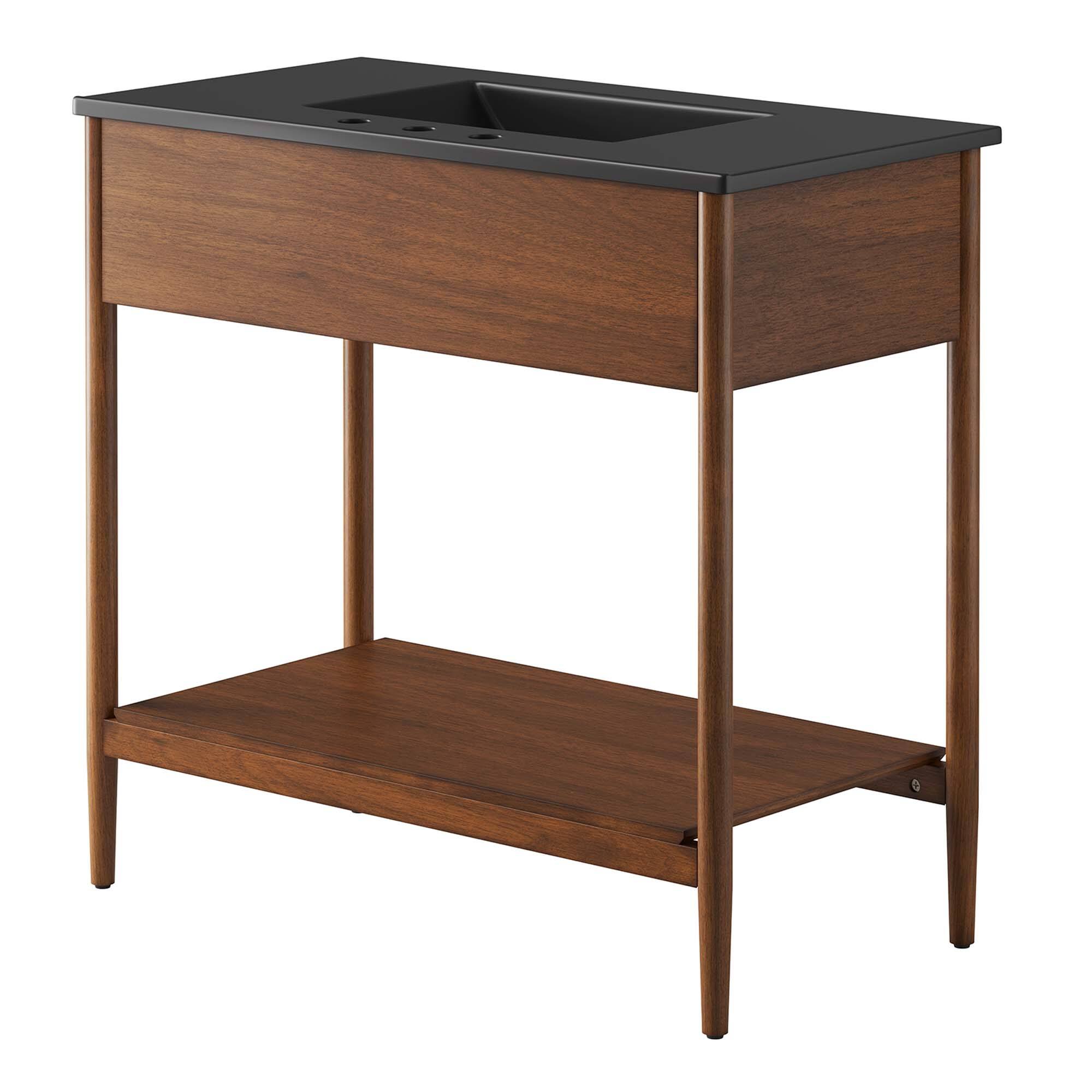 Alt View 4. Modway - Zaire Bathroom Vanity Basin Included by Modway - Walnut Black.