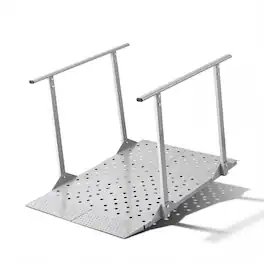 VEVOR - Wheelchair Ramp with Handrails, 44.9 x 33.5 in, Heavy Duty Aluminum Handicap Ramp, 440 lbs Capacity - Silver