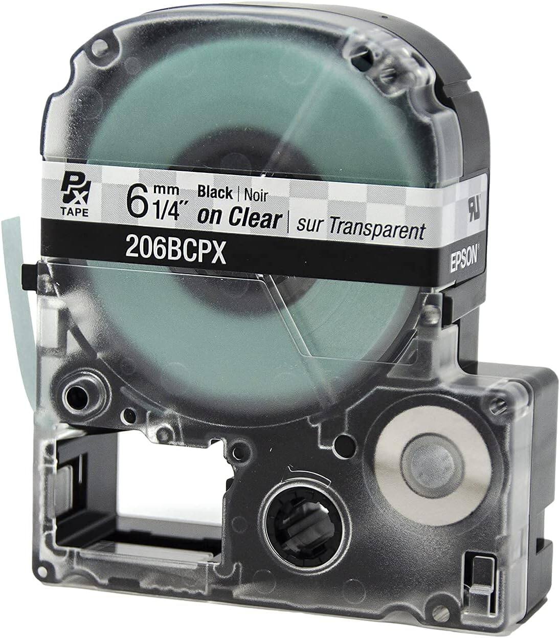 P2 TAPE  
6 mm Black | Noir  
1/4" on Clear | sur Transparent  
206BCPX  
EPSON
