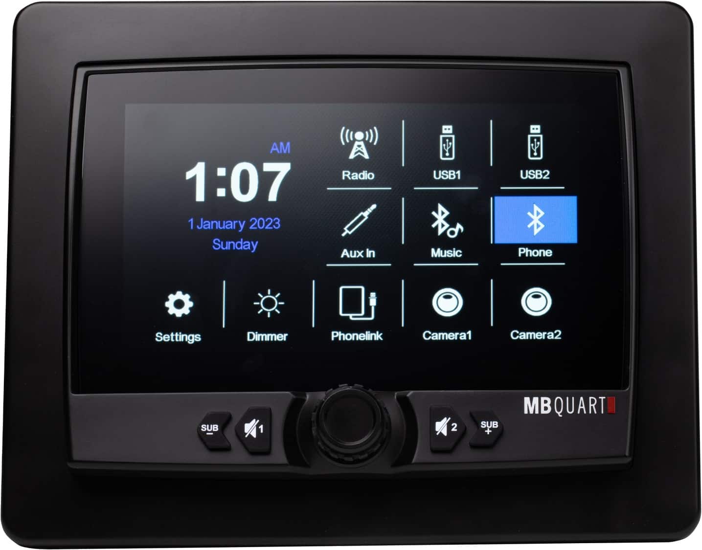 MB Quart - 7” Android Auto/Apple CarPlay Bluetooth Media Marine Receiver - Black - Front_Zoom