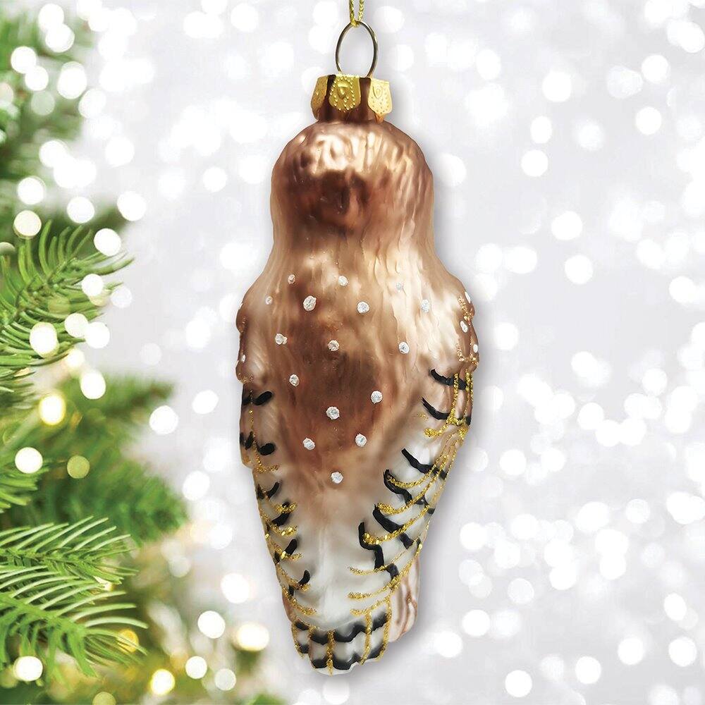 Back. OrnamentallyYou - Classic Barn Owl Glass Christmas Ornament - Multi-colored.