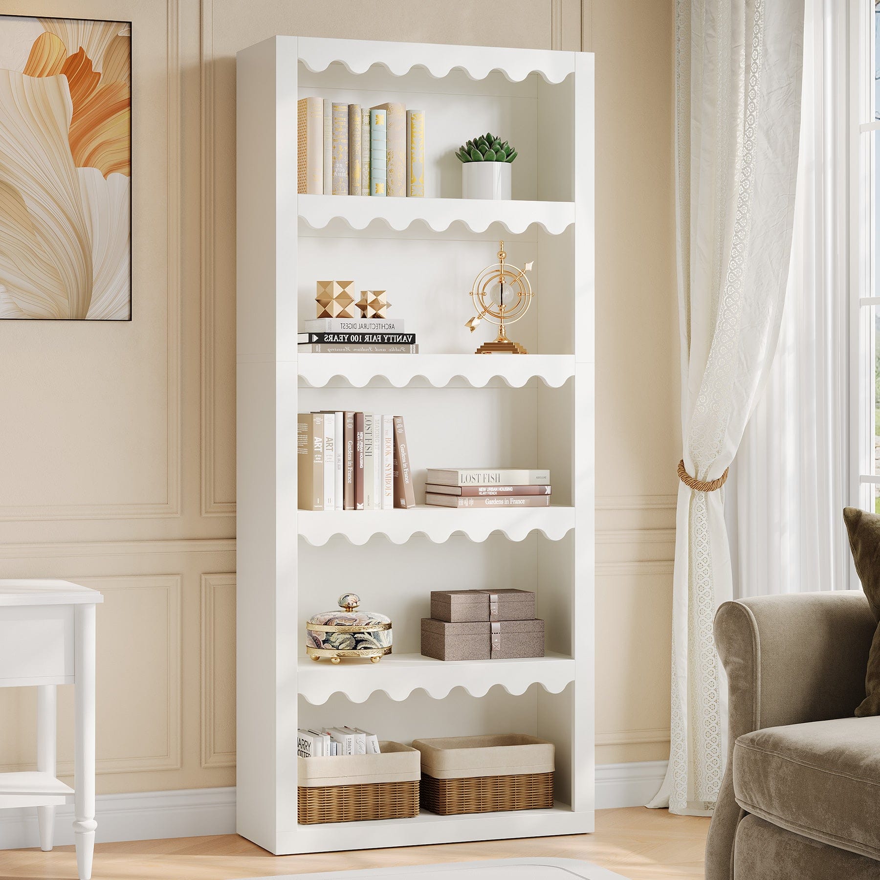 Tribesigns - Modern Bookshelf with Storage Shelves and Book and Decor Display for Living Room, Home Office and Bedroom - White