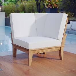 Marina Outdoor Patio Teak Corner Sofa by Modway - Natural White