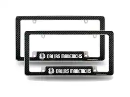 Rico Industries - Dallas Mavericks NBA (Set of 2) Chrome Metal License Plate Frames with Carbon Fiber Design - Multi
