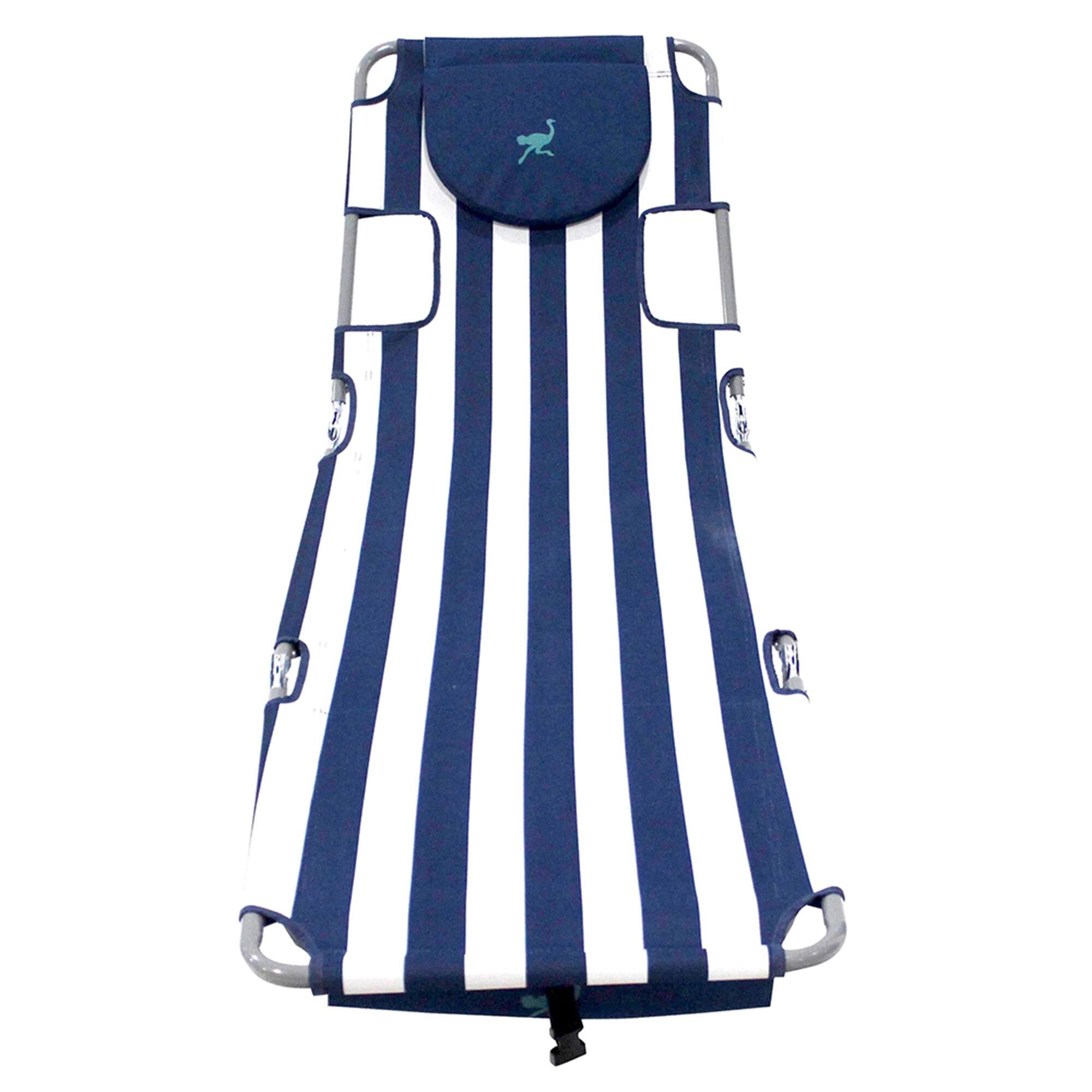Left. Ostrich - Outdoor Folding Backpack Facedown Chaise Lounge Chair with Storage Bag - Blue.