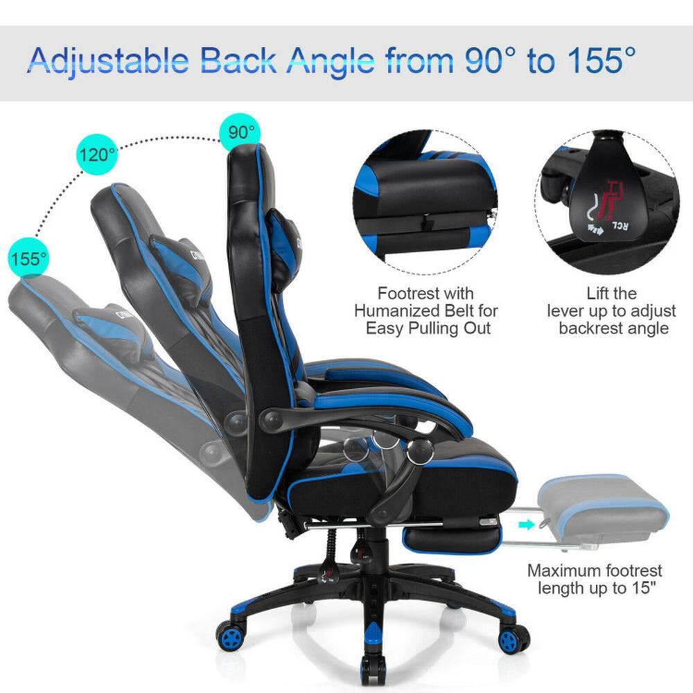 Adjustable Back Angle from 90° to 155°

- Footrest with Humanized Belt for Easy Pulling Out
- Lift the lever up to adjust backrest angle
- Maximum footrest length up to 15"