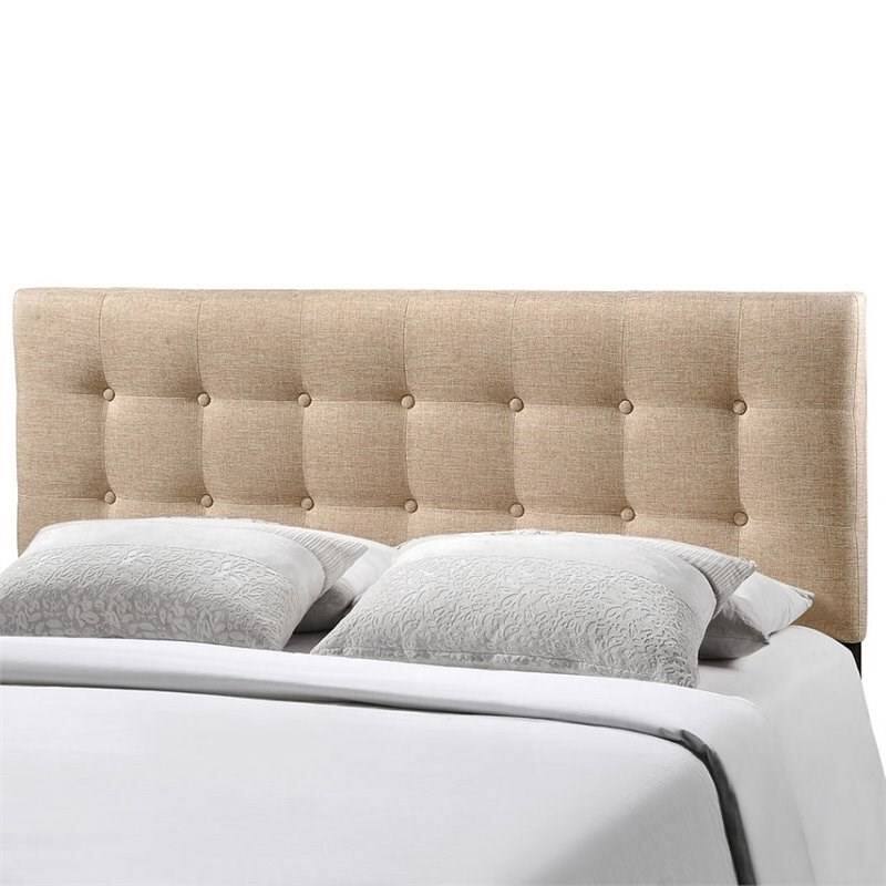Left. Hivvago - Full size Beige Tan Taupe Fabric Upholstered Button Tufted Headboard - Beige, Tan, Taupe.