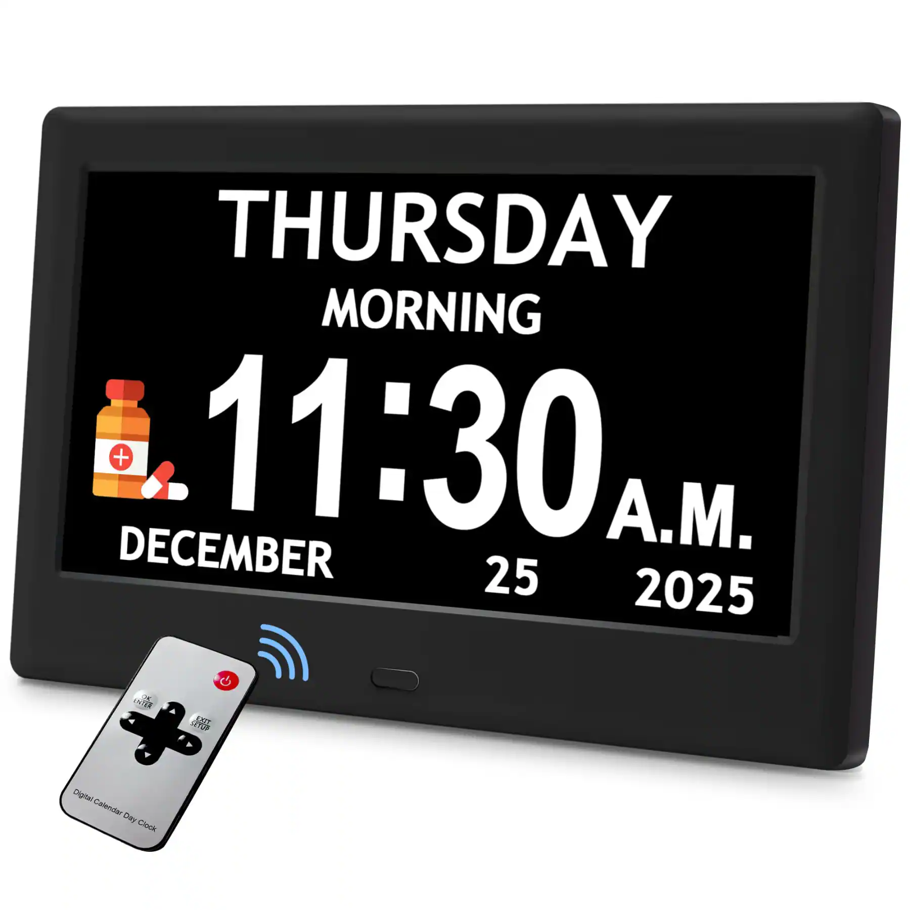 THURSDAY MORNING 11:30 A.M. DECEMBER 25 2025

ENTER OK
& SETUP EXIT

Digital Calendar Day Clock