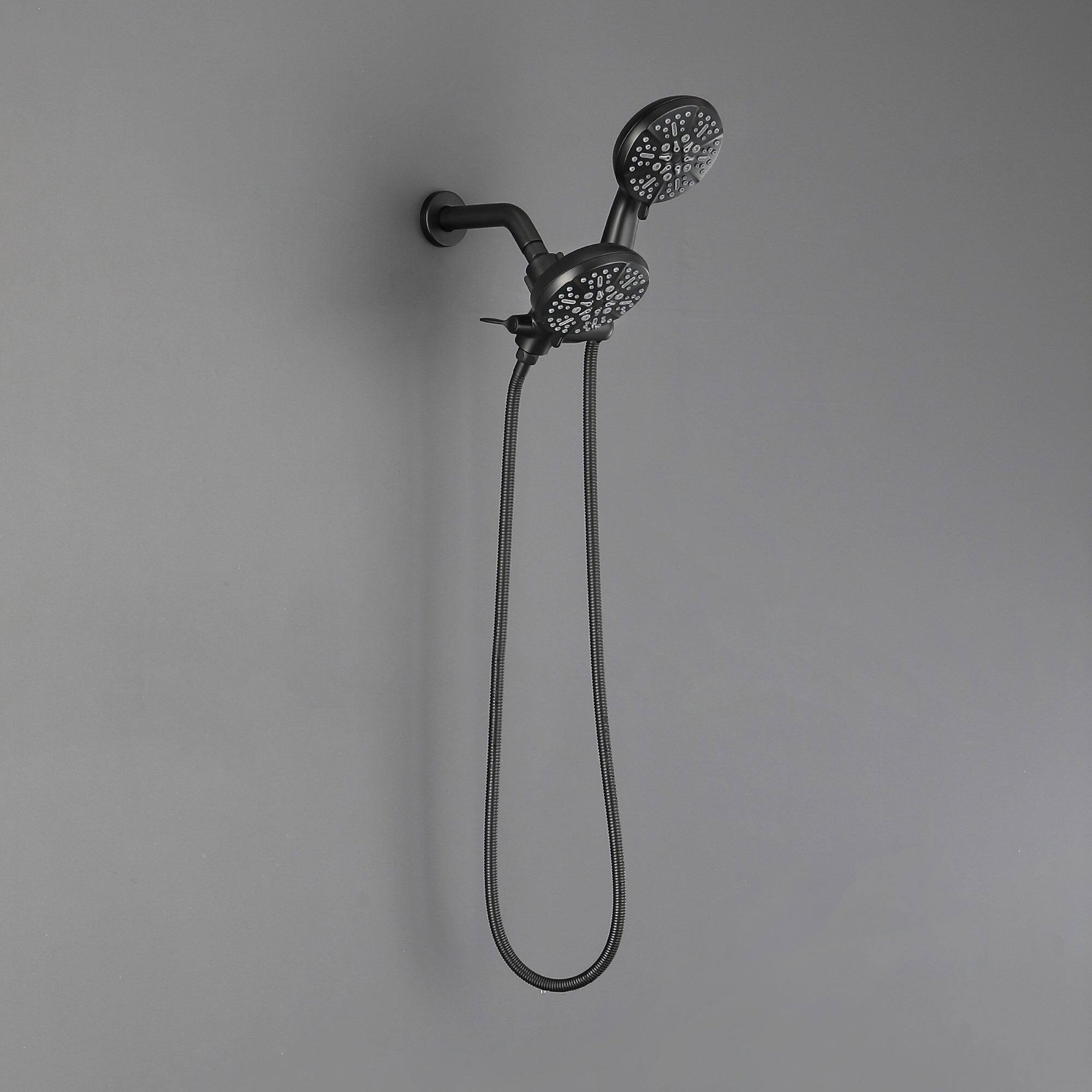 Alt View 2. Boyel Living - 5-Spray Patterns with 2.5 GPM 4.72 in. Wall Mount Dual Shower Heads in Matte Black (Valve and Handle Trim Not Included) - Matte Black.