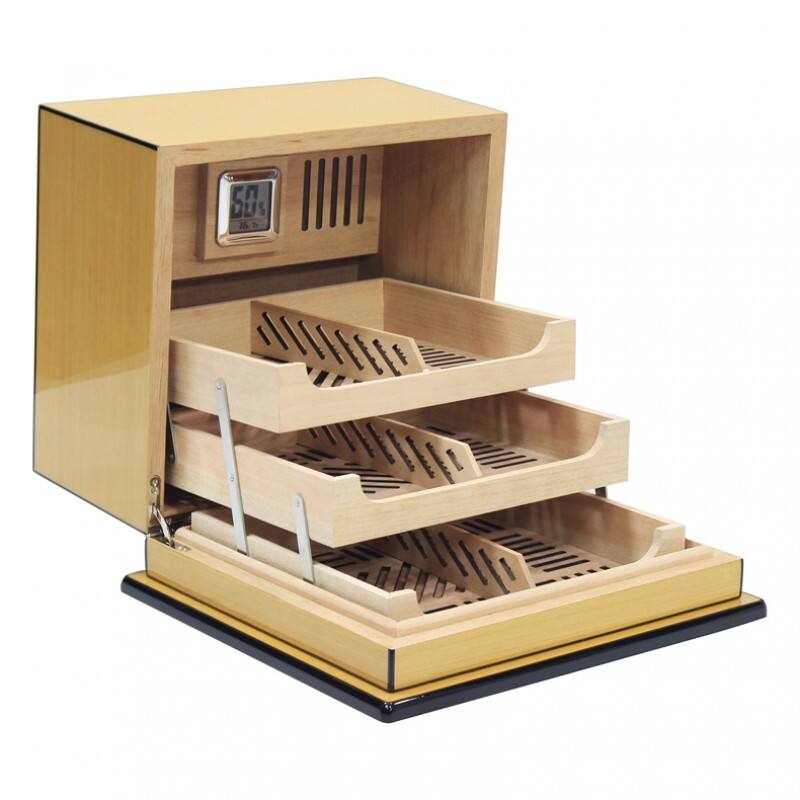 Back. Prestige - Elevate (Pear Wood) Cigar Humidor - Pear Wood Lacquer Finish.