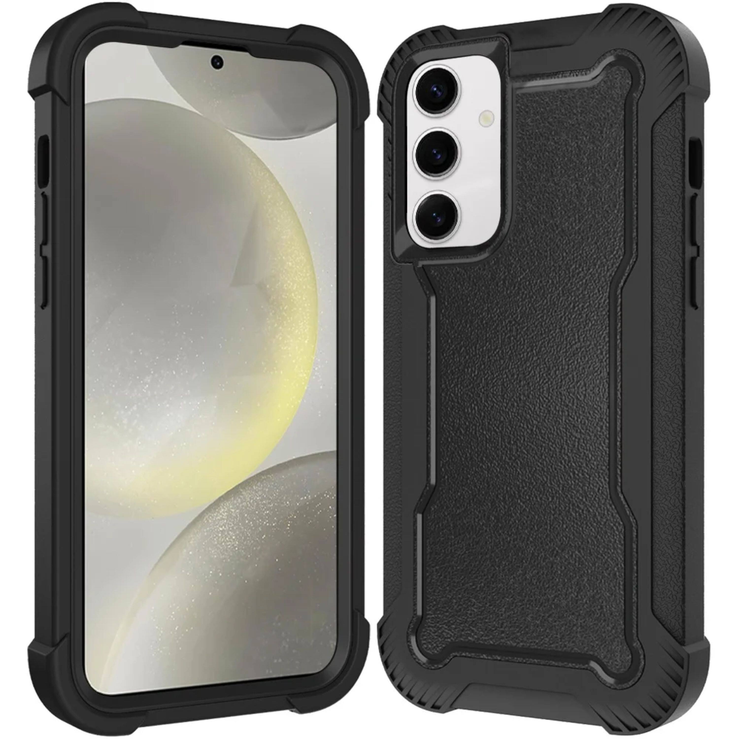 Angle. Kitcheniva - Thick Layered Shock Absorbent Cover Plus Tempered Glass For Samsung S25 Plus/S24 Plus Black - Black.