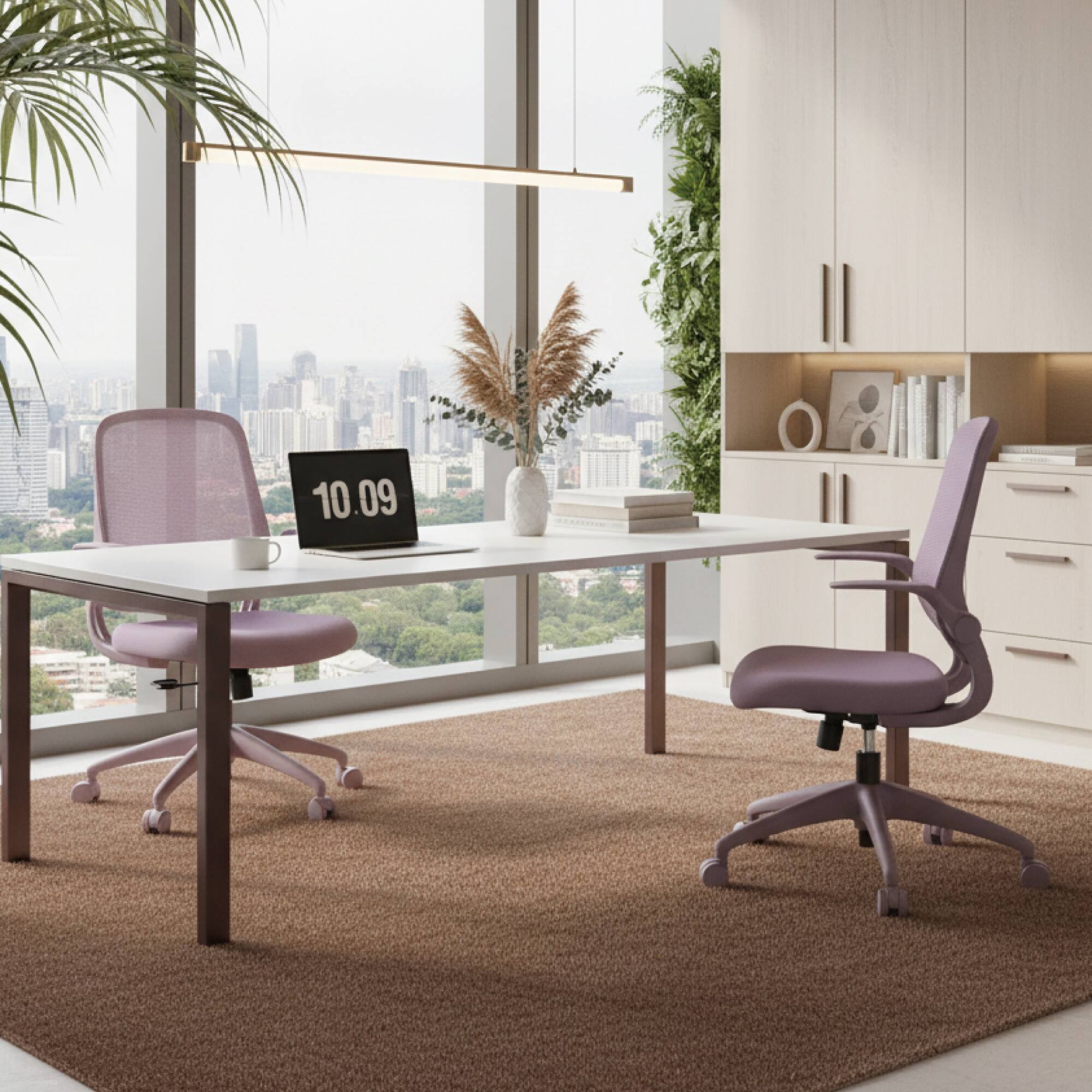 Alt View 1. Boyel Living - Mid-Back Ergonomic Mesh Office Chair with Flip-Up Armrests - Purple.