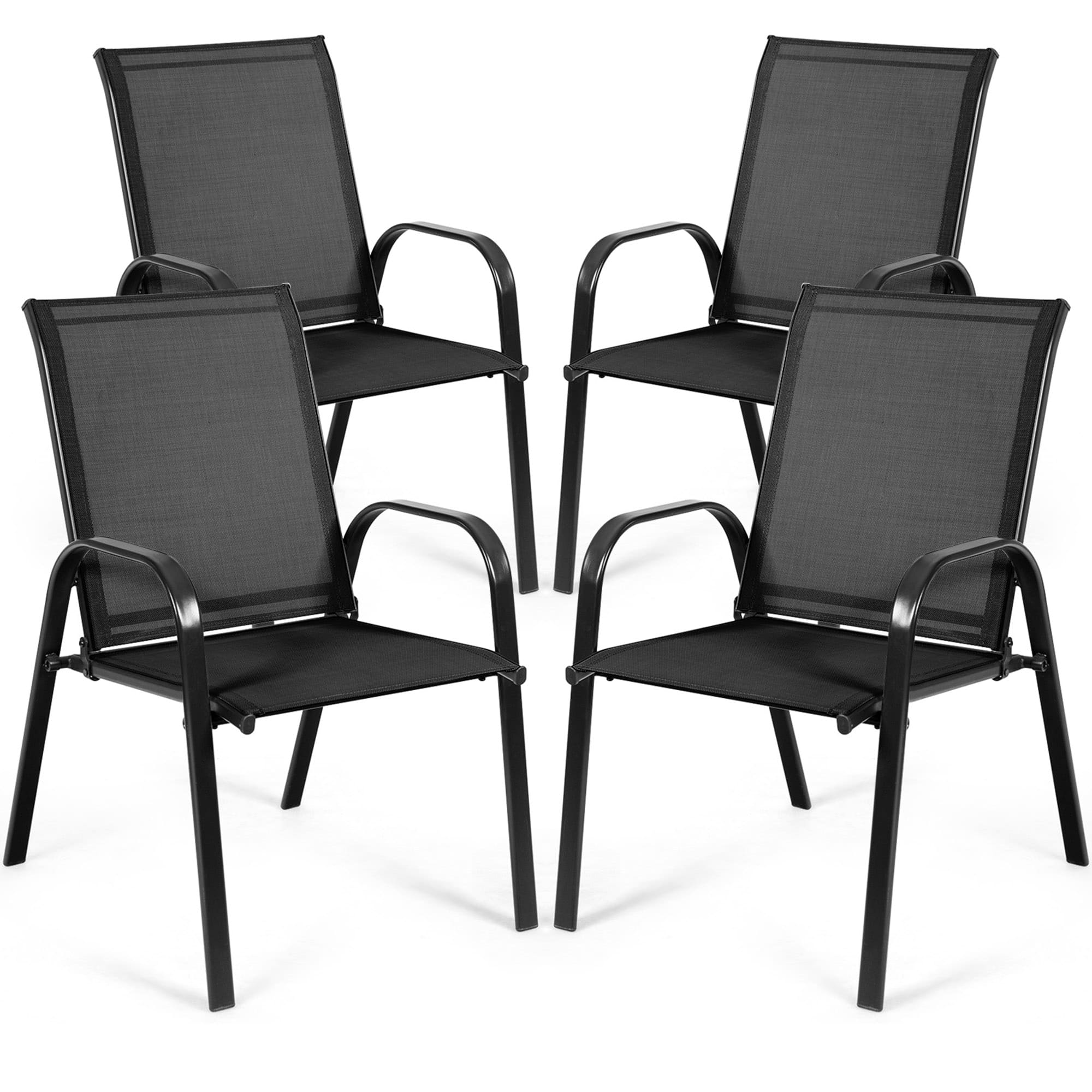 Gymax - Set of 4 Patio Chairs Dining Chairs w/ Steel Frame Yard Outdoor - Black
