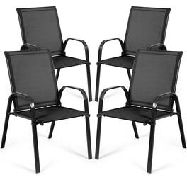 Gymax - Set of 4 Patio Chairs Dining Chairs w/ Steel Frame Yard Outdoor - Black