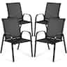 Gymax - Set of 4 Patio Chairs Dining Chairs w/ Steel Frame Yard Outdoor - Black
