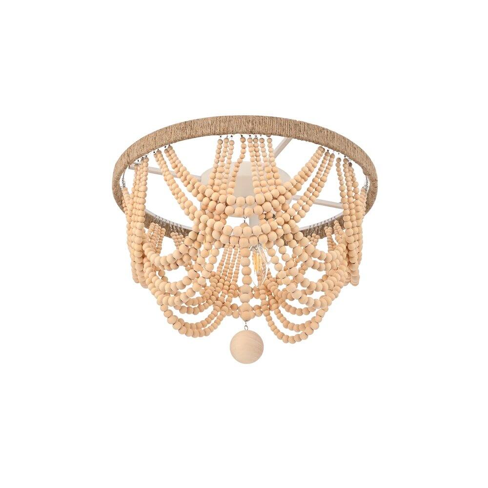 Angle. Living District - Jolie 16 Inch Beaded Flush Mount Ceiling Light In Beige - Beige.