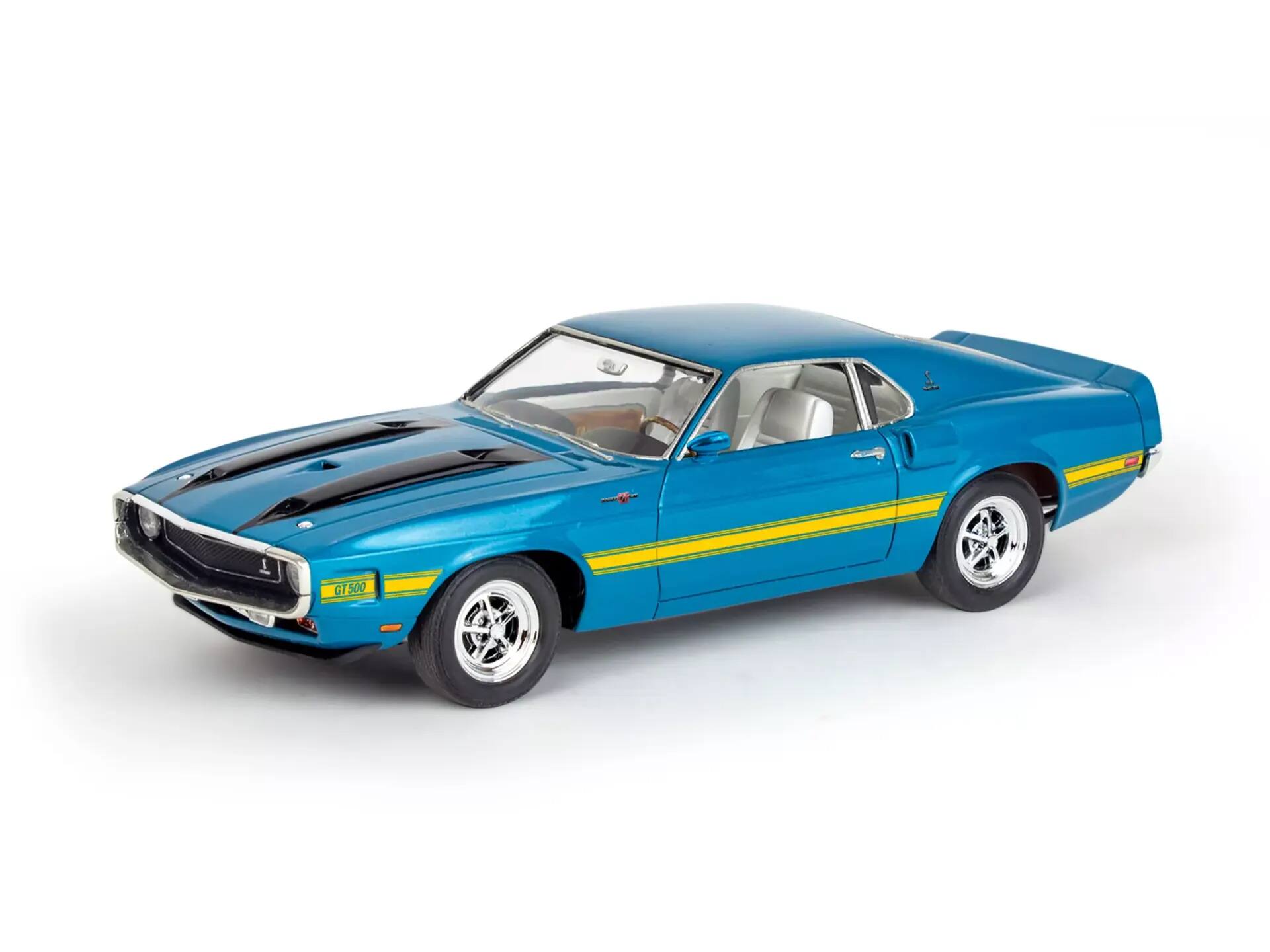 Angle. Revell - Level 4 Model Kit 1970 Shelby GT-500 1/25 Scale Model by Revell - Blue.