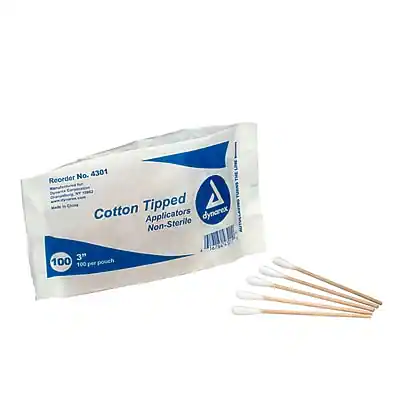 Reorder No. 4301
Cotton Tipped Applicators
Non-Sterile
3"
100 per pouch
dynarex