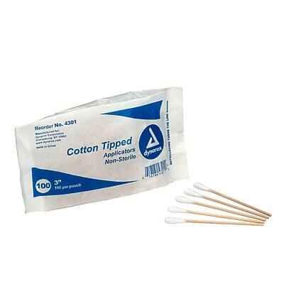 Reorder No. 4301  
Cotton Tipped Applicators  
Non-Sterile  
3"  
100 per pouch  
dynarex