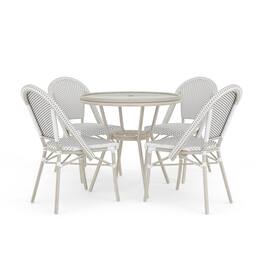 Martha Stewart - Lily Pond All Weather Woven Bistro Table and Chairs Set with Aluminum Frames - Gray & White/Gray Frame