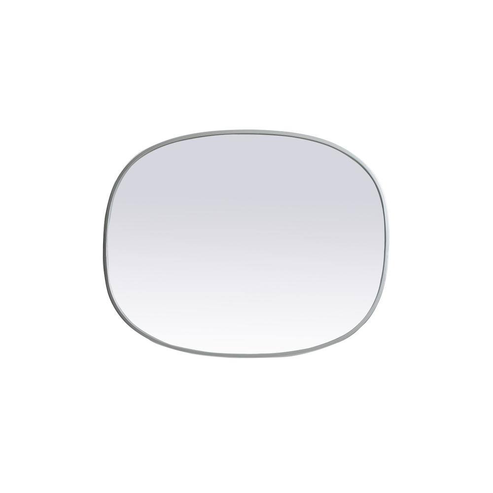 Back. Elegant Decor - Metal Frame Oval Mirror 24x30 Inch in Silver - Silver.