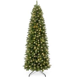 Best Choice Products - 12ft Prelit Pencil Christmas Tree, Spruce Style Holiday Decor w/ 1,818 Tips, 700 Lights, Base - Green w/ White Lights