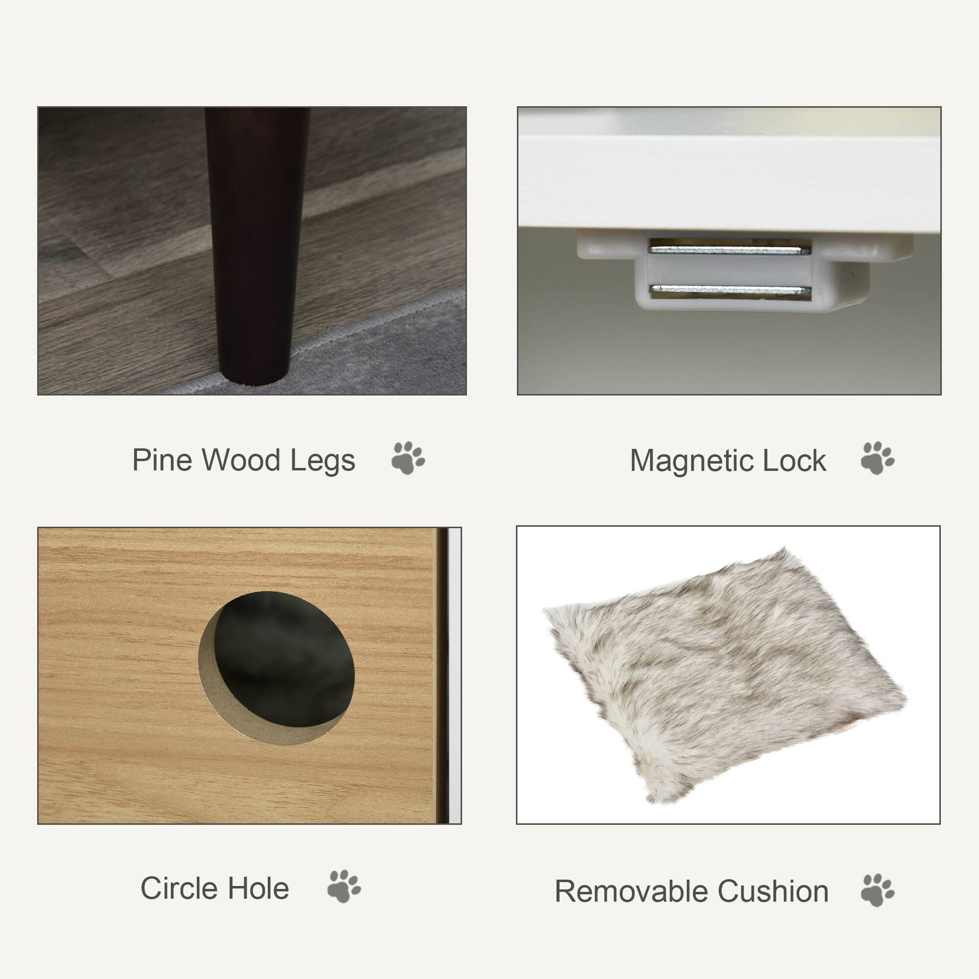 - Pine Wood Legs
- Magnetic Lock
- Circle Hole
- Removable Cushion