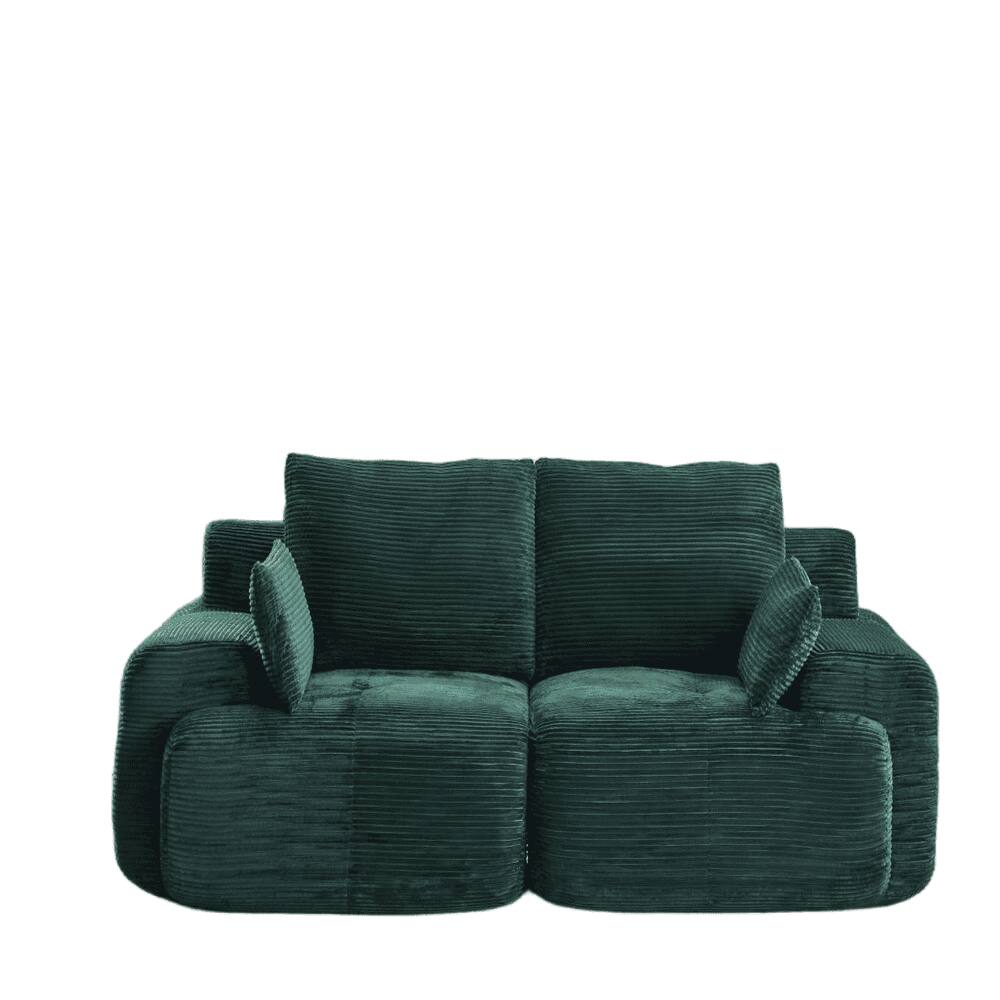 Alt View 6. Kadyn - Modern Memory Foam Compressed Sofa, 2-Seater Pet-Friendly Sectional Couches, Corduroy Fabric, Green - Green.