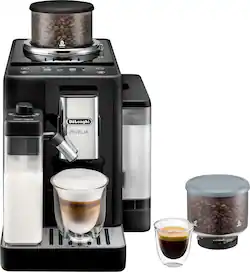 De'Longhi - Rivelia Fully Automatic Espresso Machine, Integrated Grinder, 2 Removable Bean Hoppers, Automatic Milk Frother - Onyx Black